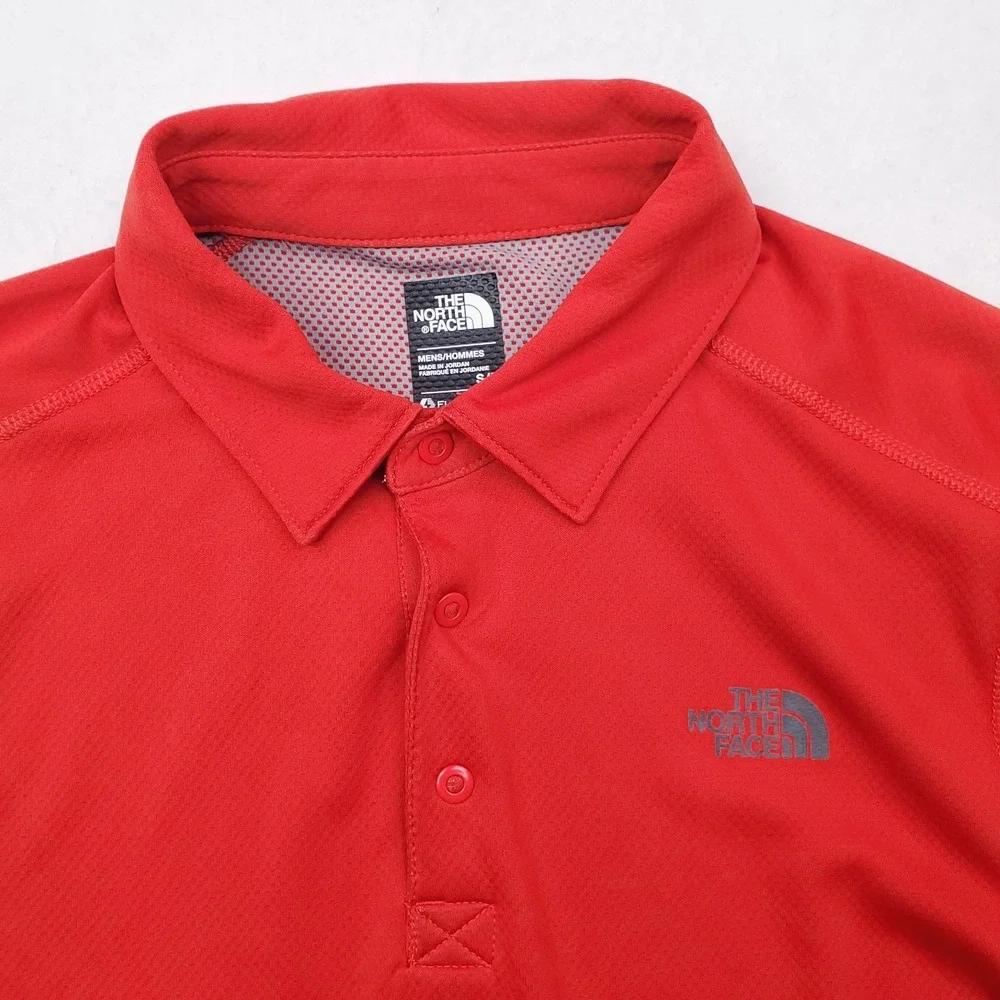 North Face Shirt Mens Small Red Horizon Polo Short Sleeve Outdoor Flashdry Golf